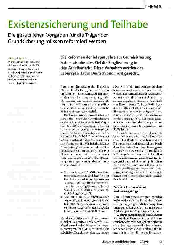 Vorschauseite 1: Existenzsicherung und Teilhabe