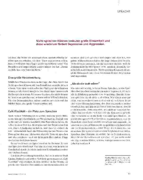 Vorschauseite 3: Sprache und Sprechorte bei Demenz. Eine Angehörige berichtet