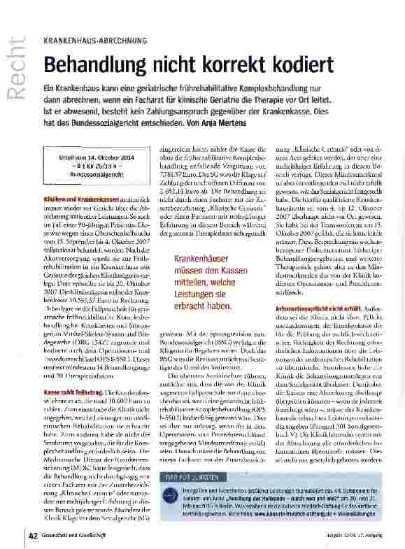 Vorschauseite 1: Behandlung nicht korrekt kodiert