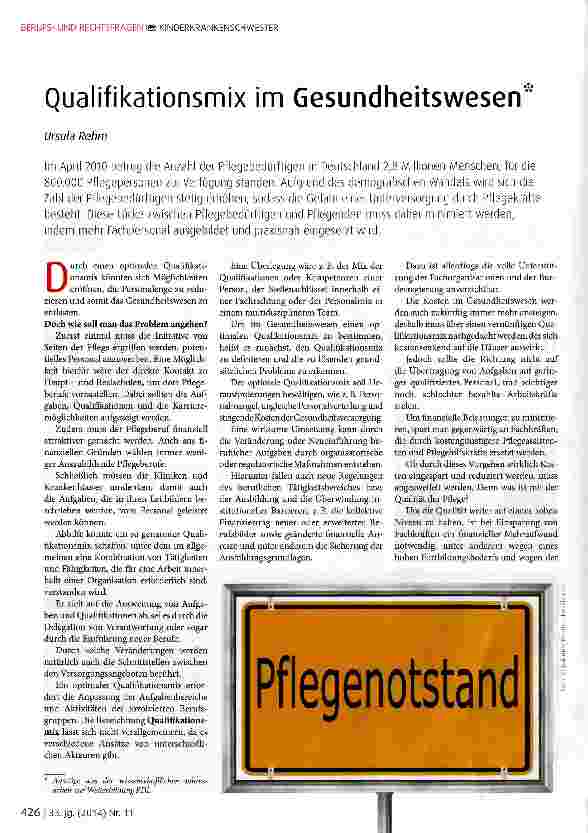 Vorschauseite 1: Qualifikationsmix im Gesundheitswesen
