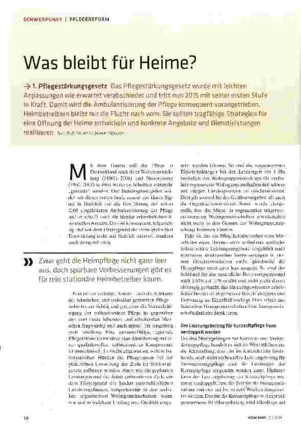 Vorschauseite 1: Was bleibt für Heime?