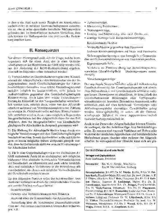 Vorschauseite 2: Die persönliche Haftung des neu in eine Gesellschaft bürgerlichen Rechts eintretenden Gesellschafters für Altschulden - Konsequenzen aus der neuen Rechtsprechung des Bundesgericht…