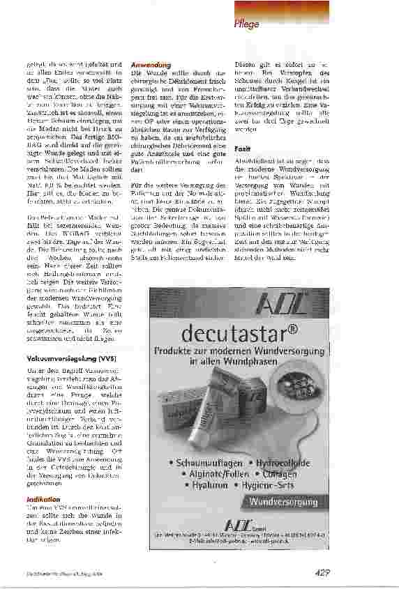 Vorschauseite 6: Zeitgemäßes WundmanagementFeuchte Wundbehandlung, Biochirurgie und Vakuumversiegelung - Indikationen und Anwendung