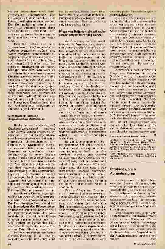 Vorschauseite 3: Die Mitarbeit des Krankenpflegepersonals in der Röntgenologie und Nuklearmedizin