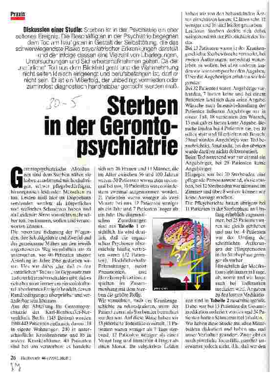 Vorschauseite 1: Sterben in der Gerontopsychiatrie Diskussion einer Studie
