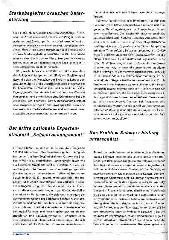 Vorschauseite 3: Woche für das Leben 2004 Die Würde des Menschen am Ende seines Lebens