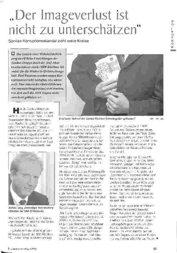 Vorschauseite 1: Der Imageverlust ist nicht zu unterschätzen Sanitas-Korruptionsskandal zieht weite Kreise