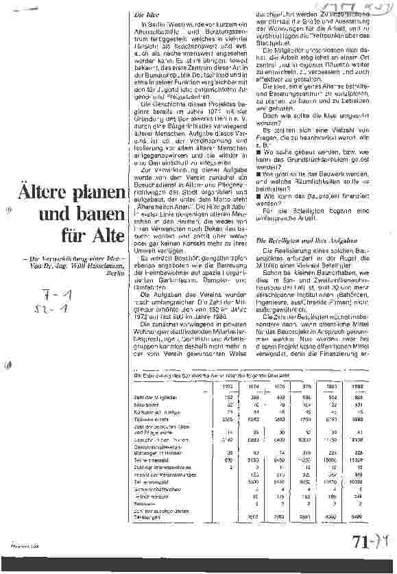 Vorschauseite 1: Ältere planen und bauen für Alte Die Verwirklichung einer Idee