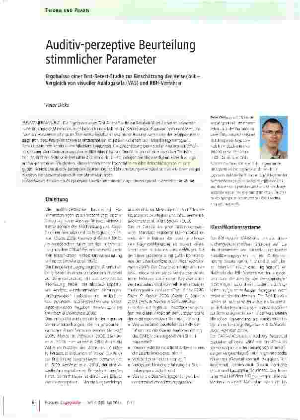 Vorschauseite 1: Auditiv-perzeptive Beurteilung stimmlicher Parameter