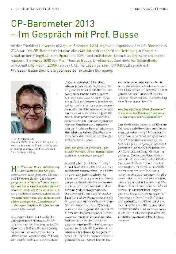 Vorschauseite 1: OP-Barometer 2013 - Im Gespräch mit Prof. Busse