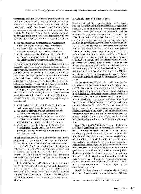 Vorschauseite 2: Die Beteiligungsrechte der Personalvertretung bei der Bestellung von Betriebsärzten und Fachkräften für Arbeitssicherheit und bei der Verpflichtung eines überbetrieblichen Dienstes