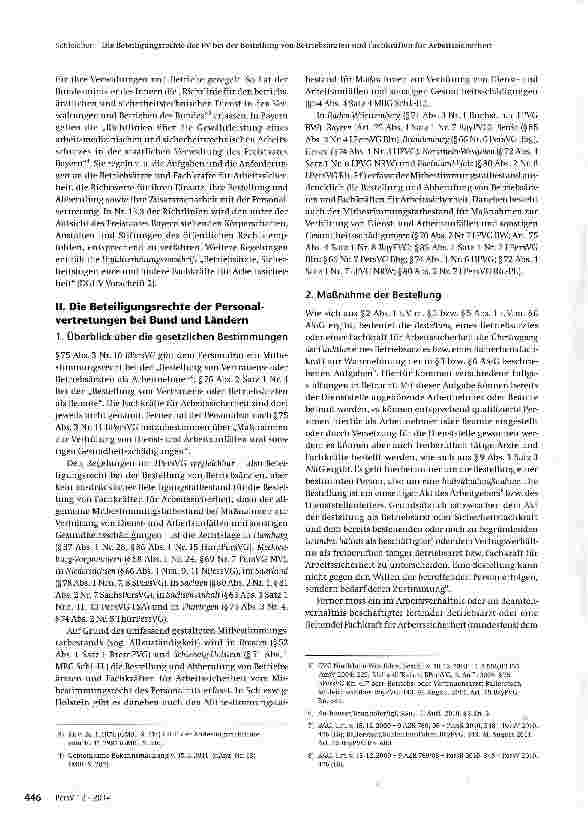 Vorschauseite 3: Die Beteiligungsrechte der Personalvertretung bei der Bestellung von Betriebsärzten und Fachkräften für Arbeitssicherheit und bei der Verpflichtung eines überbetrieblichen Dienstes