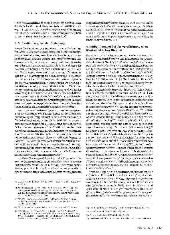 Vorschauseite 4: Die Beteiligungsrechte der Personalvertretung bei der Bestellung von Betriebsärzten und Fachkräften für Arbeitssicherheit und bei der Verpflichtung eines überbetrieblichen Dienstes