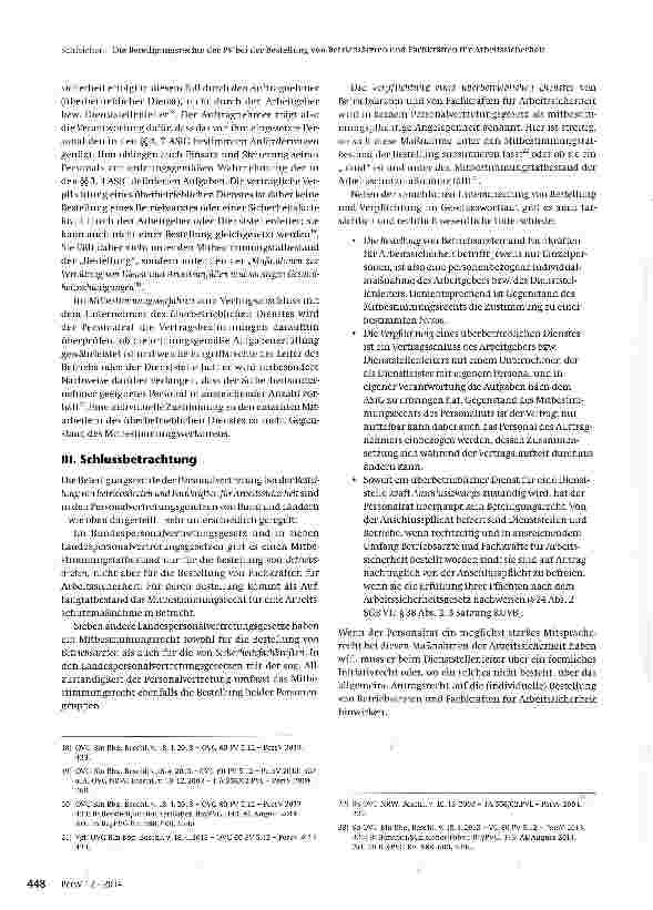 Vorschauseite 5: Die Beteiligungsrechte der Personalvertretung bei der Bestellung von Betriebsärzten und Fachkräften für Arbeitssicherheit und bei der Verpflichtung eines überbetrieblichen Dienstes