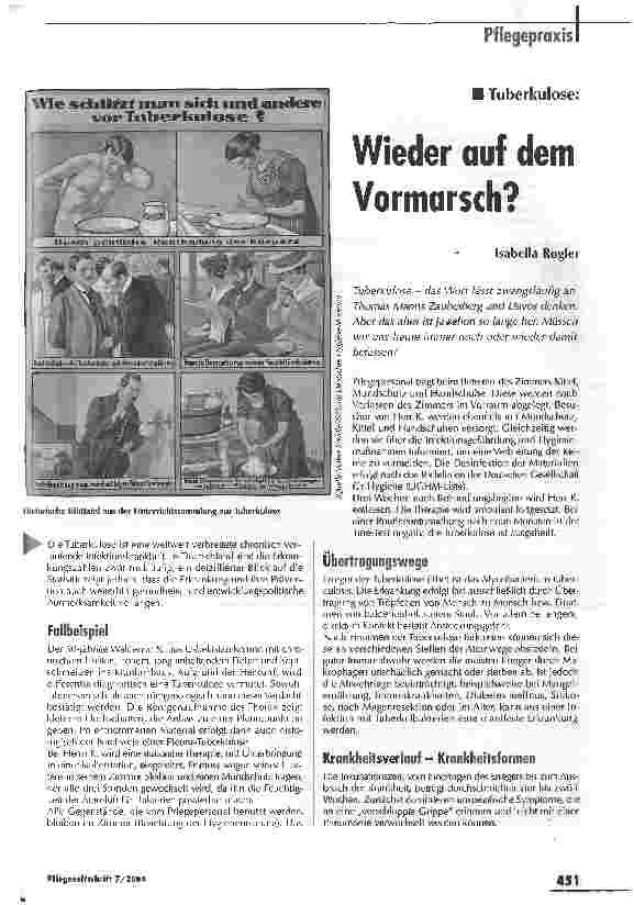 Vorschauseite 1: Tuberkulose - Wieder auf dem Vormarsch?