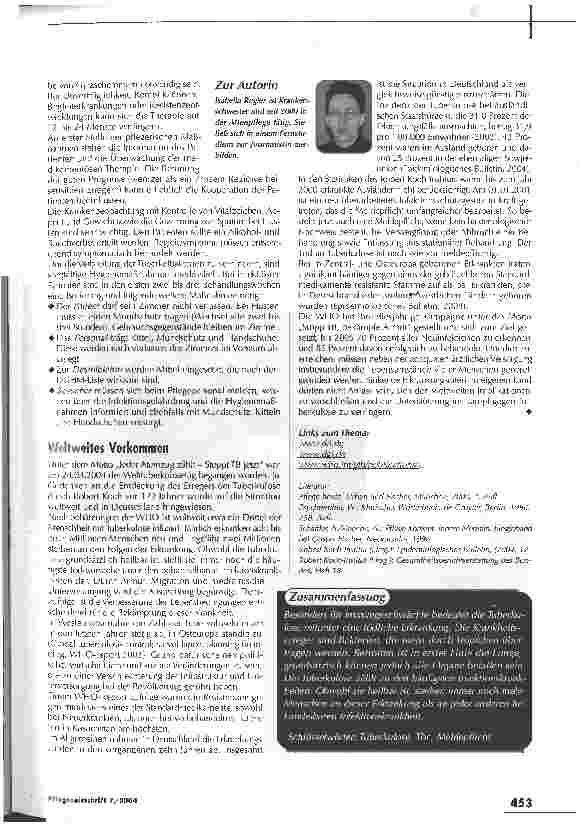 Vorschauseite 3: Tuberkulose - Wieder auf dem Vormarsch?
