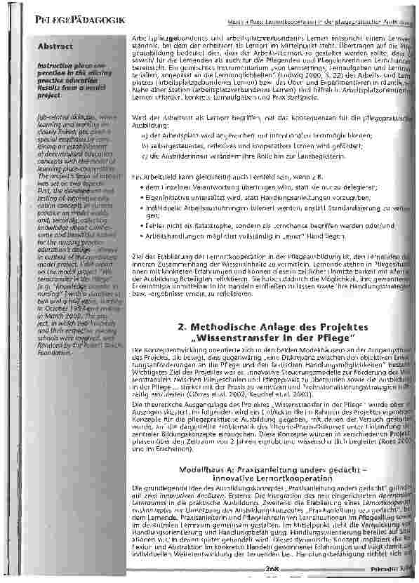 Vorschauseite 2: Lernortkooperation in der pflegepraktischen Ausbildung Ergebnisse aus einem Modellprojekt