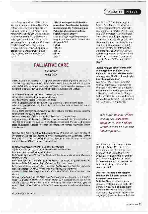 Vorschauseite 2: Denk-Würdigkeiten BesonderheitenPALLIATIVPFLEGE IM KONTEXT DER FAMILIE