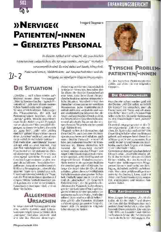 Vorschauseite 1: Nervige Patienten/-innen - gereiztes Personal