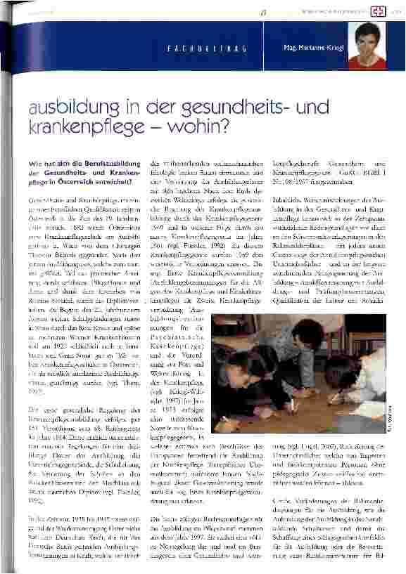 Vorschauseite 1: Ausbildung in der Gesundheitsund Krankenpflege - wohin?