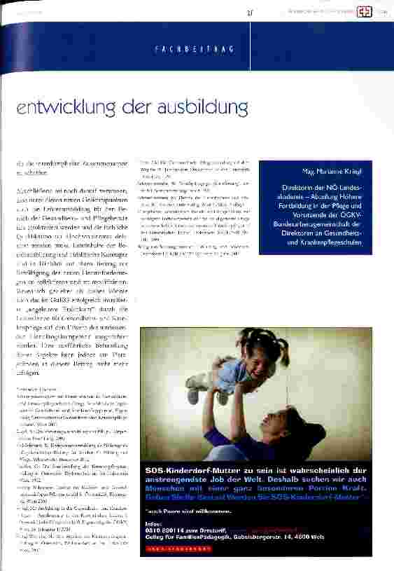Vorschauseite 5: Ausbildung in der Gesundheitsund Krankenpflege - wohin?