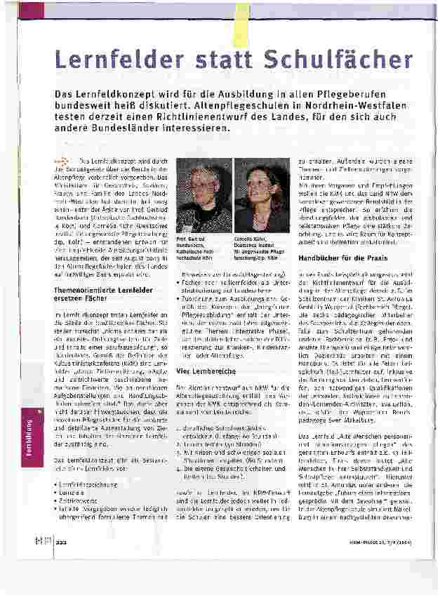 Vorschauseite 1: Lernfelder statt Schulfächer