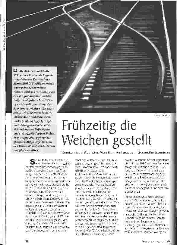 Vorschauseite 1: Frühzeitig die Weichen gestellt Krankenhaus Stadtlohn: Vom Krankenhaus zum Gesundheitszentrum