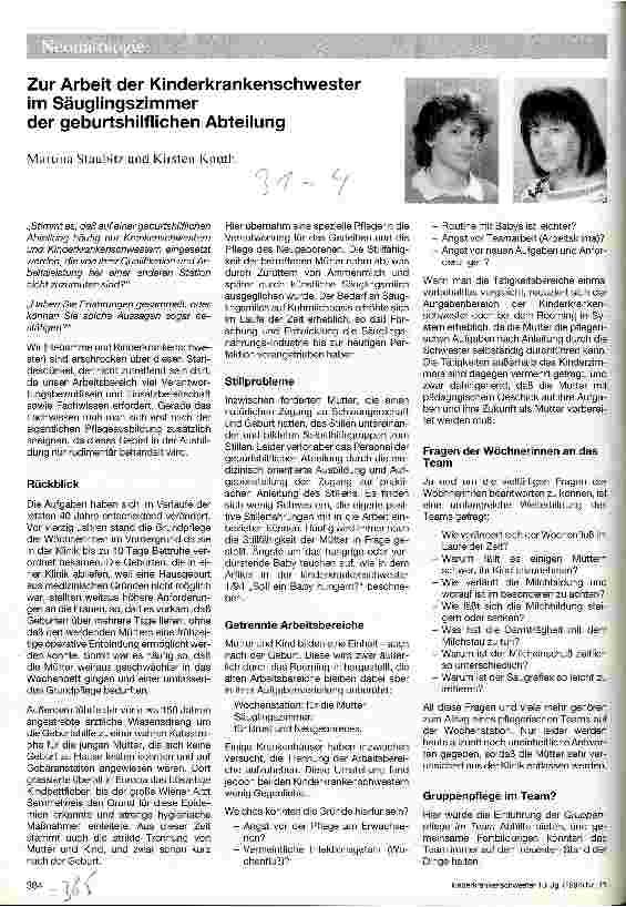 Vorschauseite 1: Zur Arbeit der Kinderkrankenschwester im Säuglingszimmer der geburtshilflichen Abteilung