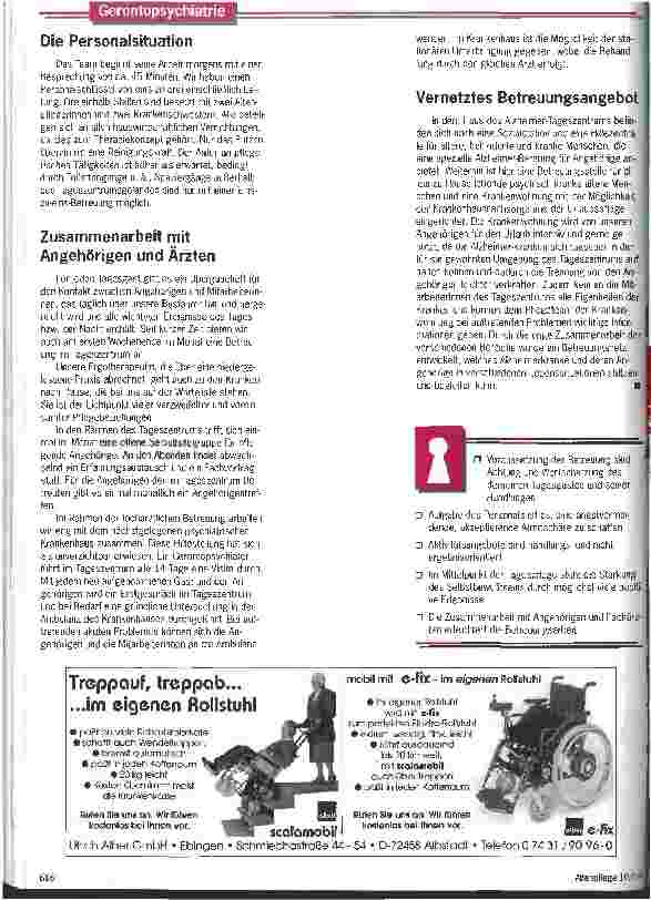 Vorschauseite 5: Auf dem Weg zu mehr Selbstachtung Tageszentrum Geiersberg bietet Betreuung für Alzheimer-Kranke