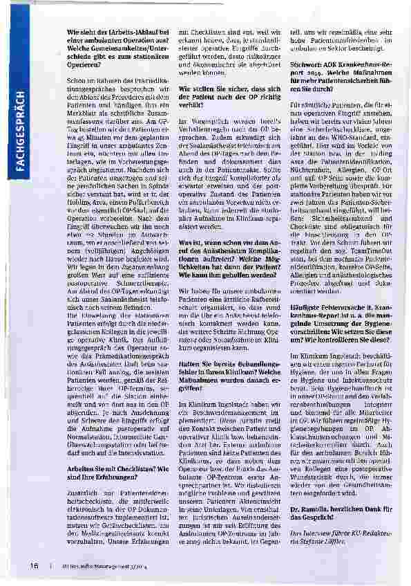 Vorschauseite 3: Ambulantes OperierenLohnende Alternative zum stationären Eingriff?