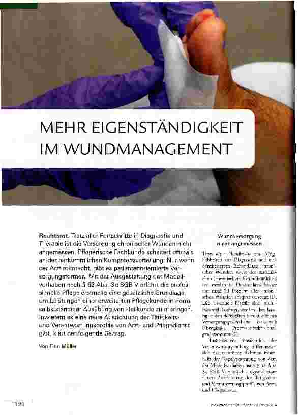 Vorschauseite 1: Mehr Eigenständigkeit im Wundmanagement