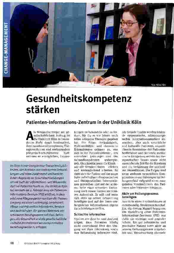 Vorschauseite 1: Gesundheitskompetenz stärkenPatienten-Informations-Zentrum in der Uniklinik Köln