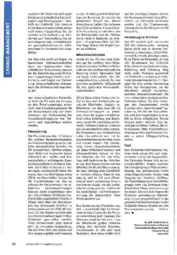 Vorschauseite 3: Gesundheitskompetenz stärkenPatienten-Informations-Zentrum in der Uniklinik Köln