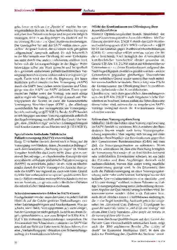 Vorschauseite 4: Spezialisierte Ambulante Palliativversorgung (SAPV) - eine Bilanz