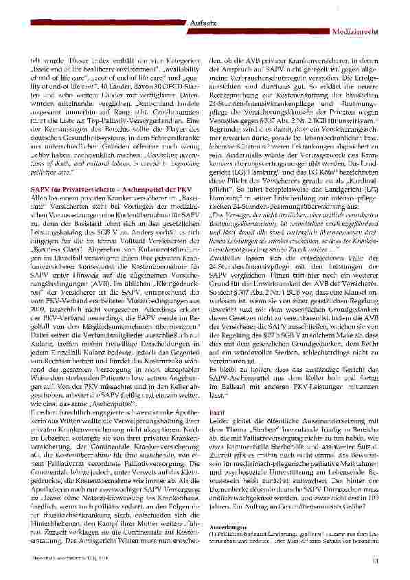 Vorschauseite 5: Spezialisierte Ambulante Palliativversorgung (SAPV) - eine Bilanz