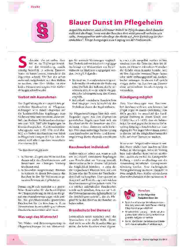 Vorschauseite 1: Blauer Dunst im Pflegeheim