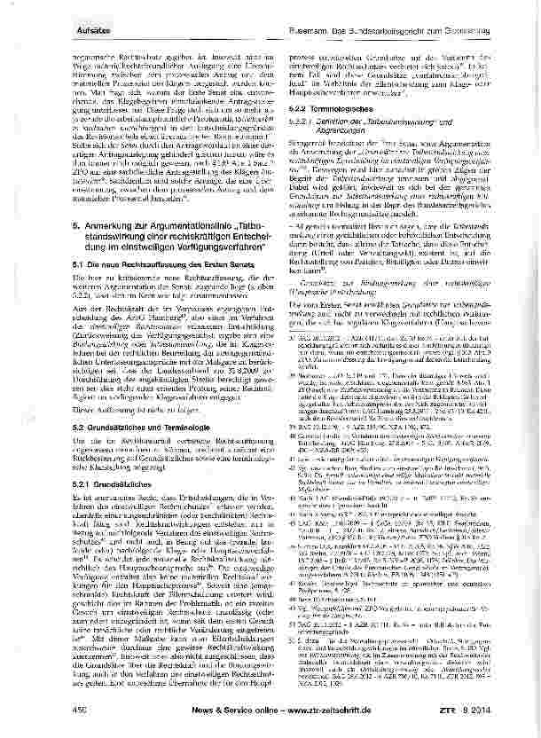 Vorschauseite 4: Das Bundesarbeitsgericht zum Globalantrag sowie zur Rechtskraft und Bindungswirkung des einstweiligen Rechts-schutzes Anmerkung zum BAG-Urteil vom 20. 11. 2012 - 1 AZR 611/11 -, Z…