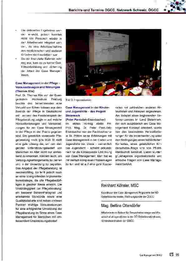 Vorschauseite 4: 6. Internationale Fachtagung der ÖGCC: „Case Management-Organisation und Entwicklung