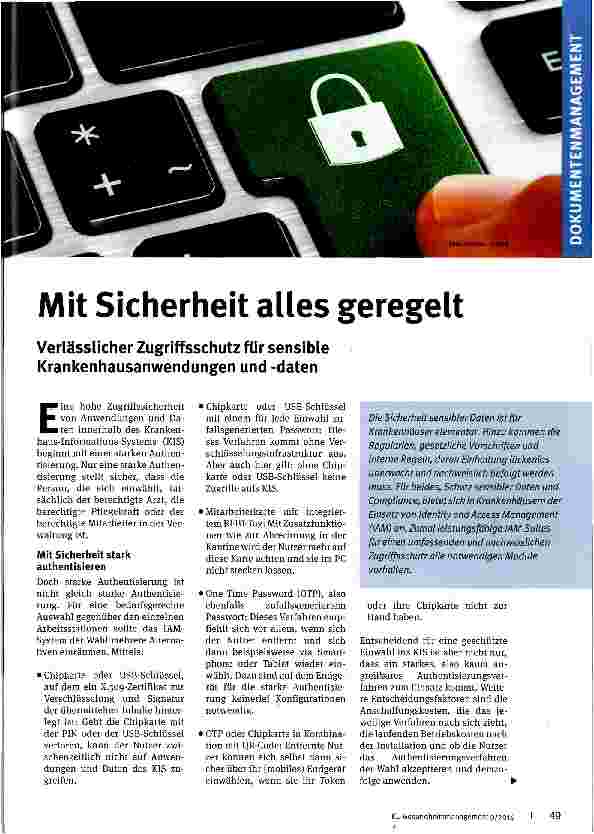 Vorschauseite 1: Mit Sicherheit alles geregelt