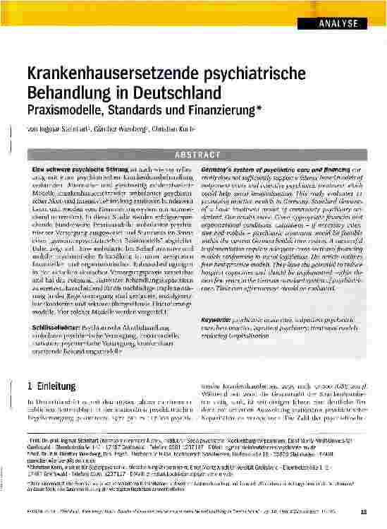 Vorschauseite 1: Krankenhausersetzende psychiatrische Behandlung in Deutschland