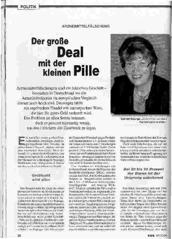 Vorschauseite 1: Der große Deal mit der kleinen Pille Arzneimittelfälschung
