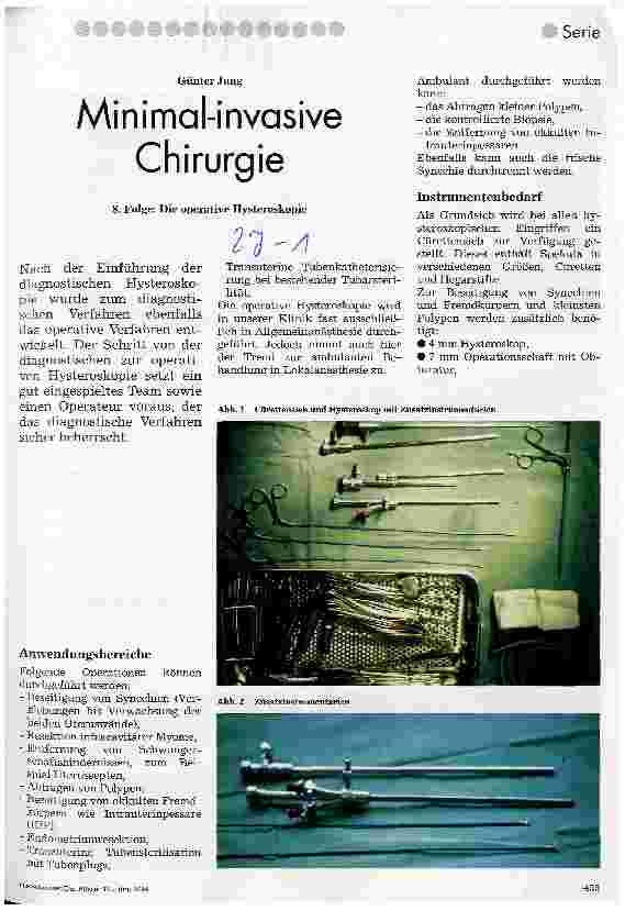 Vorschauseite 1: Minimal-invasive Chirurgie 8. Folge: Die operative Hysteroskopie