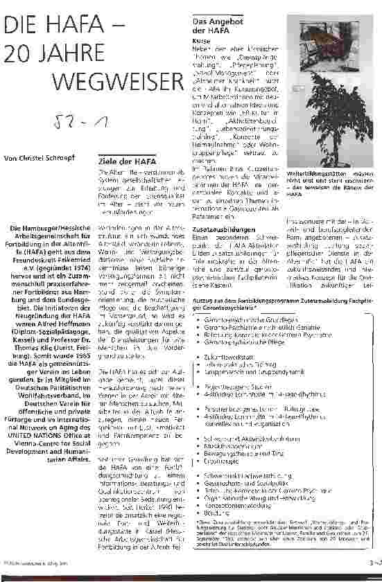 Vorschauseite 1: Die HAFA - 20 Jahre Wegweiser