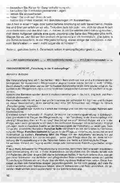 Vorschauseite 1: Pflegeforschung Tagungsbericht Forschung in der Krankenpflege