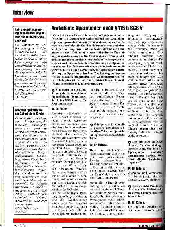 Vorschauseite 1: Ambulante Operationen nach  115 b SGB V Interview mit einem Arzt und Juristen