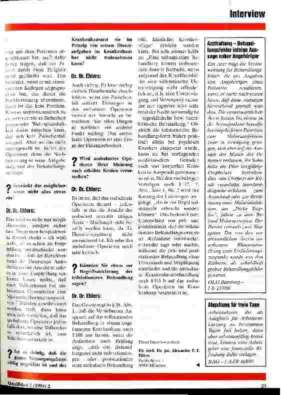 Vorschauseite 2: Ambulante Operationen nach  115 b SGB V Interview mit einem Arzt und Juristen