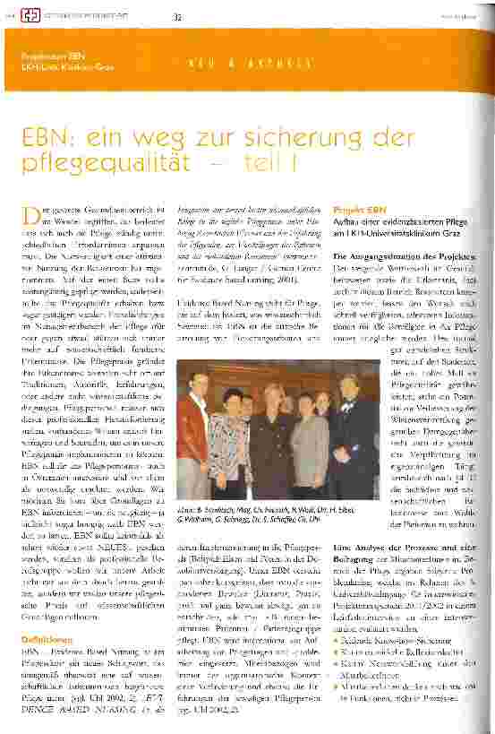 Vorschauseite 1: EBN: Ein Weg zur Sicherung der Pflegequalität Teil 1