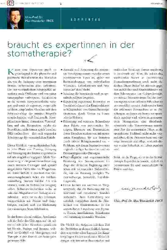 Vorschauseite 1: Braucht es Expertinnen in der Stomatherapie?