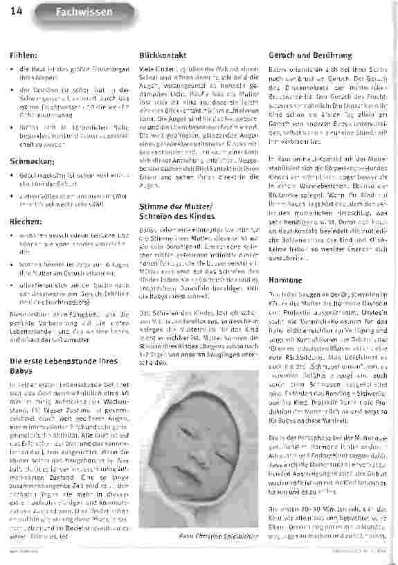 Vorschauseite 3: Die ersten Augenblicke nach der Geburt Informationen für Eltern über den BondingprozessFacharbeit im Rahmen des VELB Ausbildungsprogramms zur Stillund Laktationsberaterin 2000/2001
