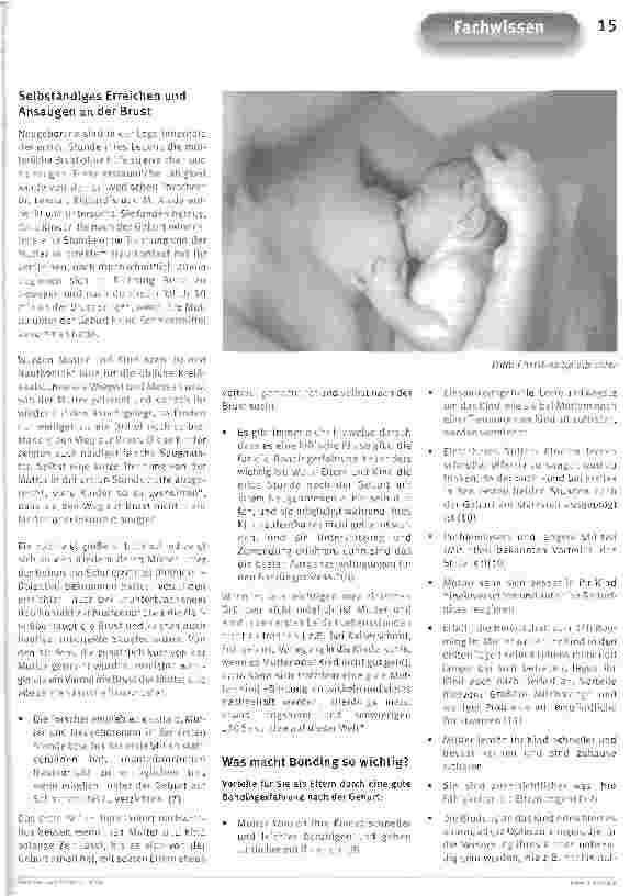 Vorschauseite 4: Die ersten Augenblicke nach der Geburt Informationen für Eltern über den BondingprozessFacharbeit im Rahmen des VELB Ausbildungsprogramms zur Stillund Laktationsberaterin 2000/2001